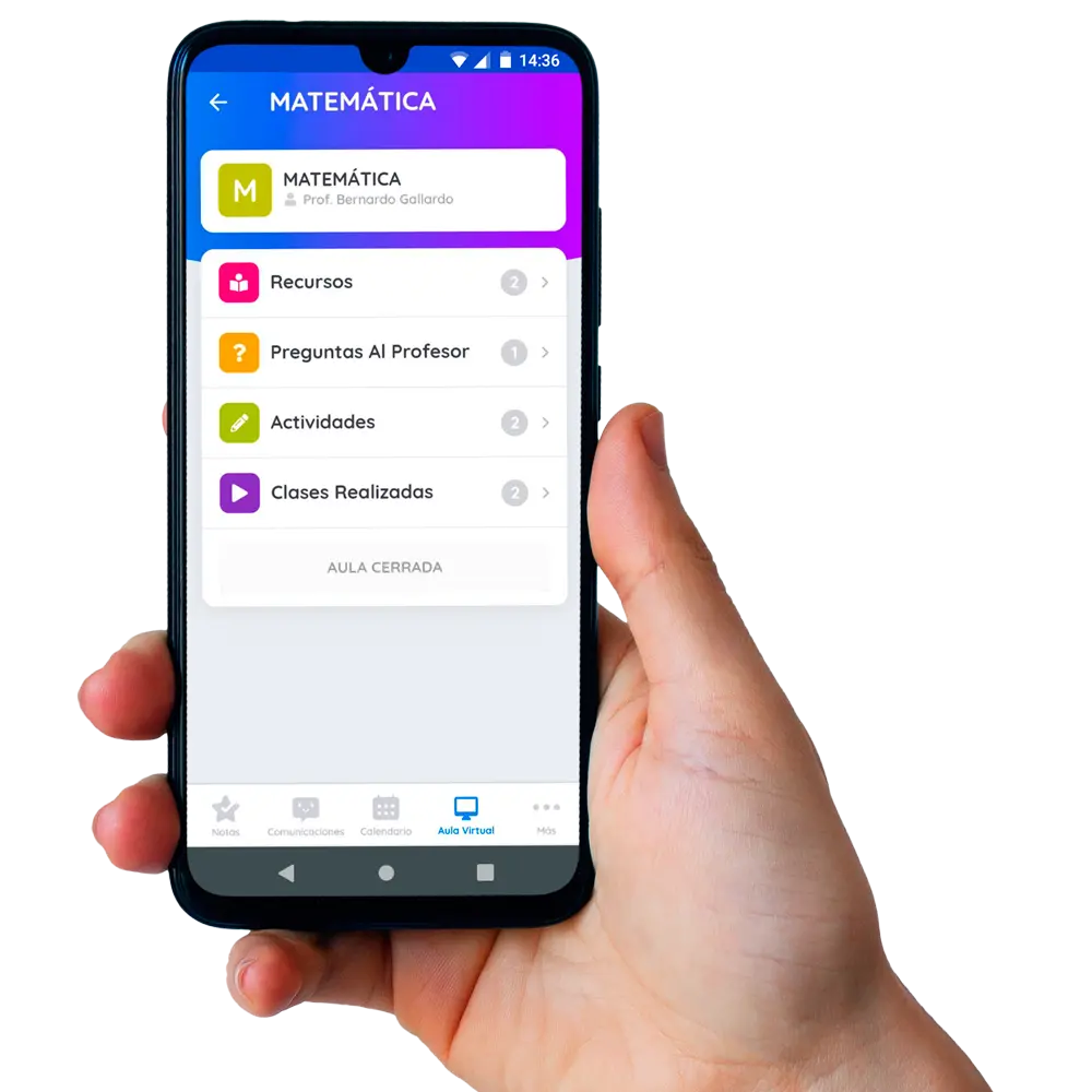 Capturas de pantalla de la App para Estudiantes de Appoderado.com mostrando el horario y las notas.