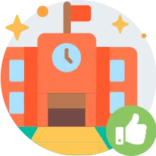 Ícono de un colegio representando más de 850 establecimientos asociados.