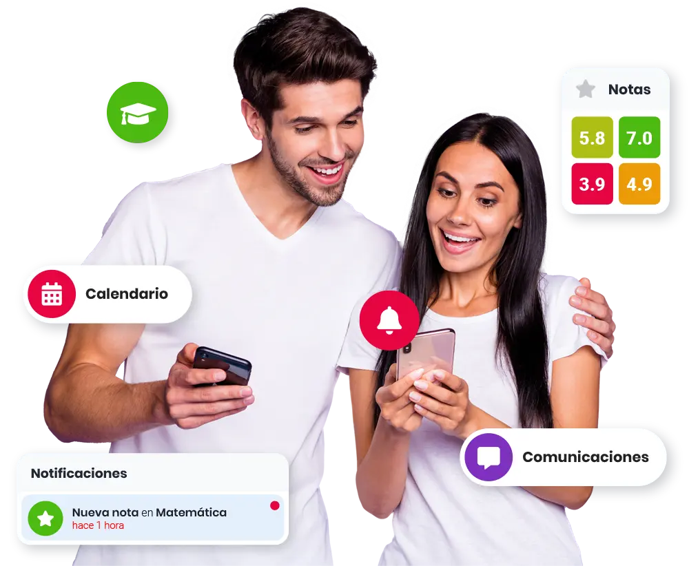 Apoderado utilizando la App para Familias de Appoderado.com en su celular para revisar notas y comunicarse con el colegio.