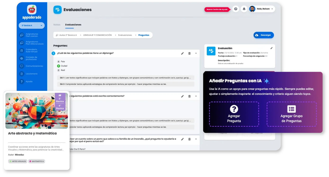 Docente usando IA para generar una rúbrica de evaluación en Appoderado.com.