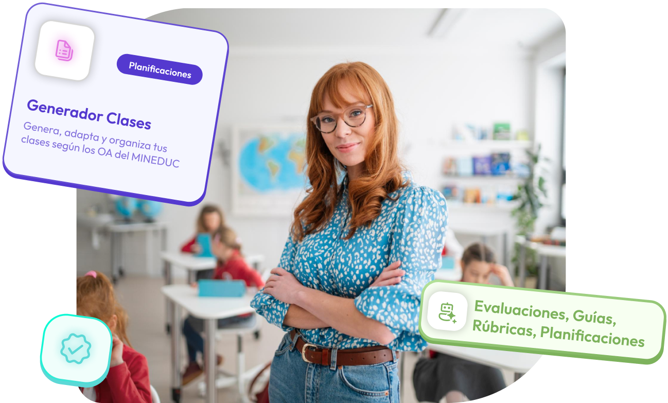 Profesora utilizando la plataforma de IA Curricular de Appoderado.com en una tablet para planificar clases.